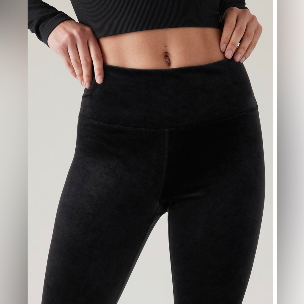 ATHLETA WOMENS ELATION VELVET LIGHT LEGGINGS BLACK XS 0 HIGH RISE WAIST